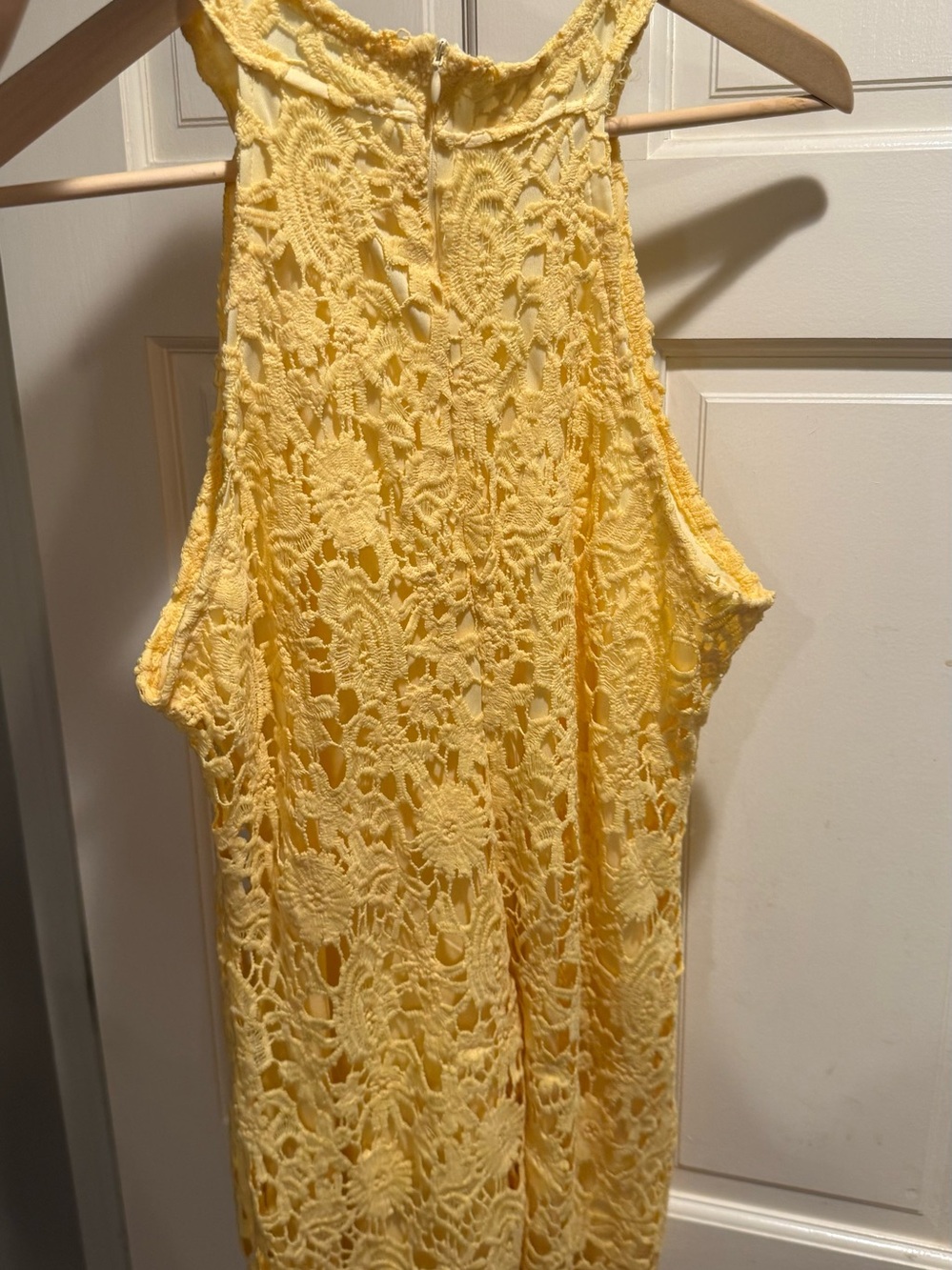 Backless Crochet Lace Dress in Yellow